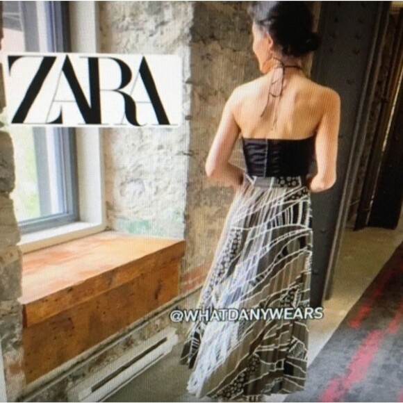 zara midi skirt pleated olive camo abstract womens size S - Picture 8 of 8